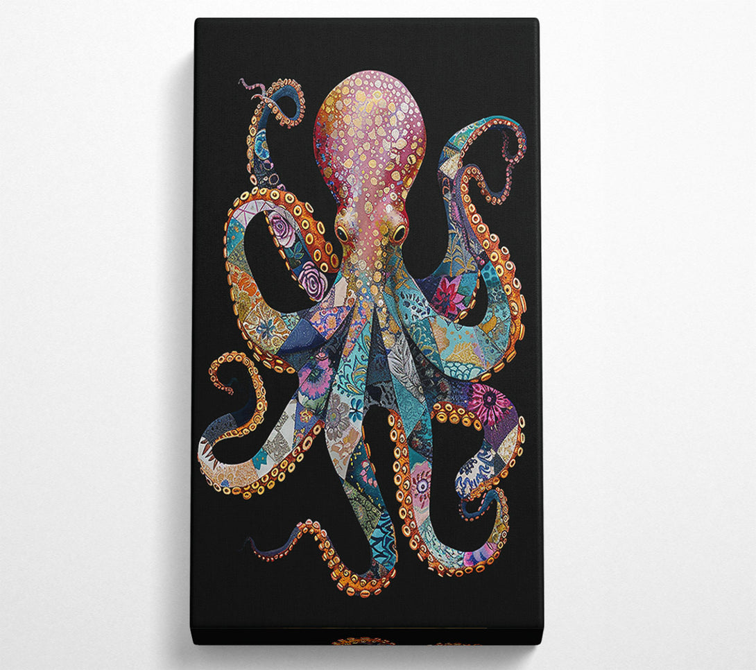  A Canvas Print of Golden Patchwork Octopus Canvas Print