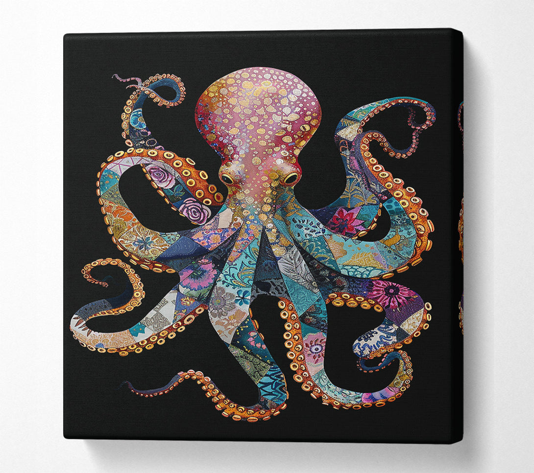  A Canvas Print of Golden Patchwork Octopus Canvas Print