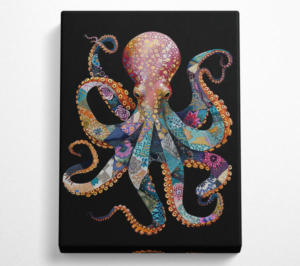  A Canvas Print of Golden Patchwork Octopus Canvas Print