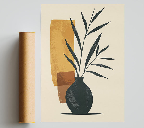 Mustard Vase And Branch Giclee Print