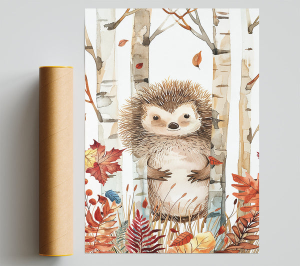 Autumn Brown Hedgehog Giclee Print
