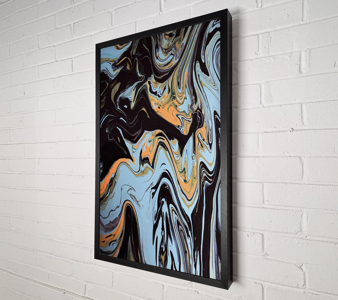 A Canvas Print of Black And Blue Swirls. Canvas Print