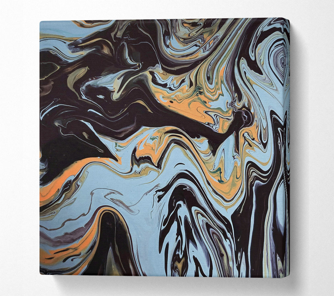  A Canvas Print of Black And Blue Swirls. Canvas Print