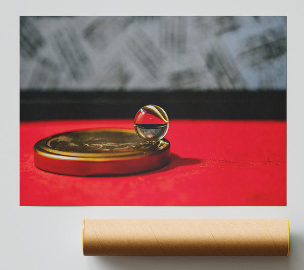 Red Reflection On Gold Poster