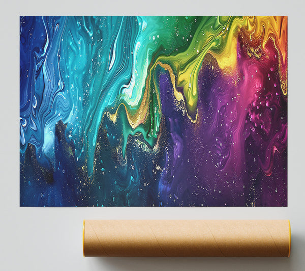 Teal Swirling Galaxy Poster