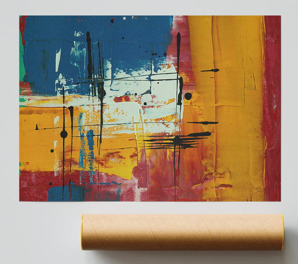 Golden Abstract Lines Print