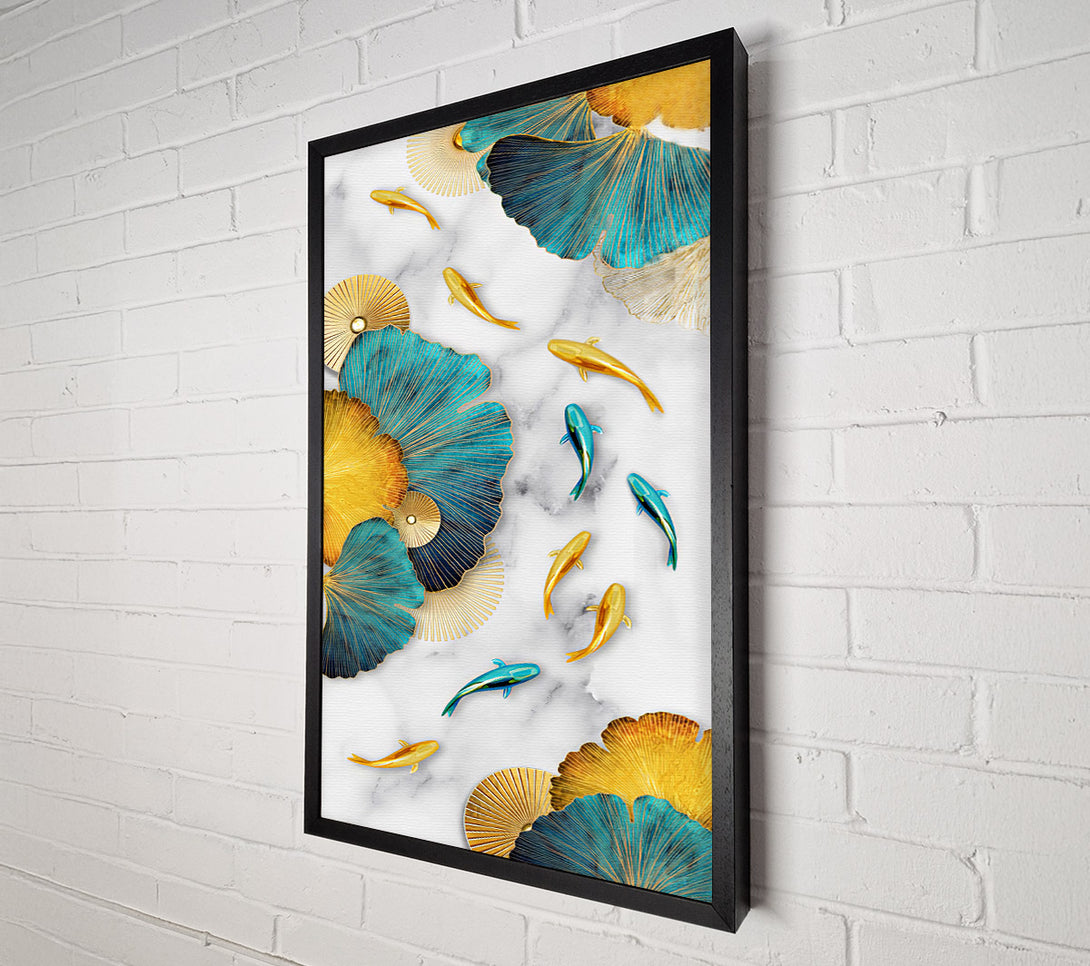  A Canvas Print of Gold And Blue Koi Fish Canvas Wall Art