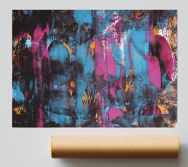 Pink And Blue Abstractions Poster