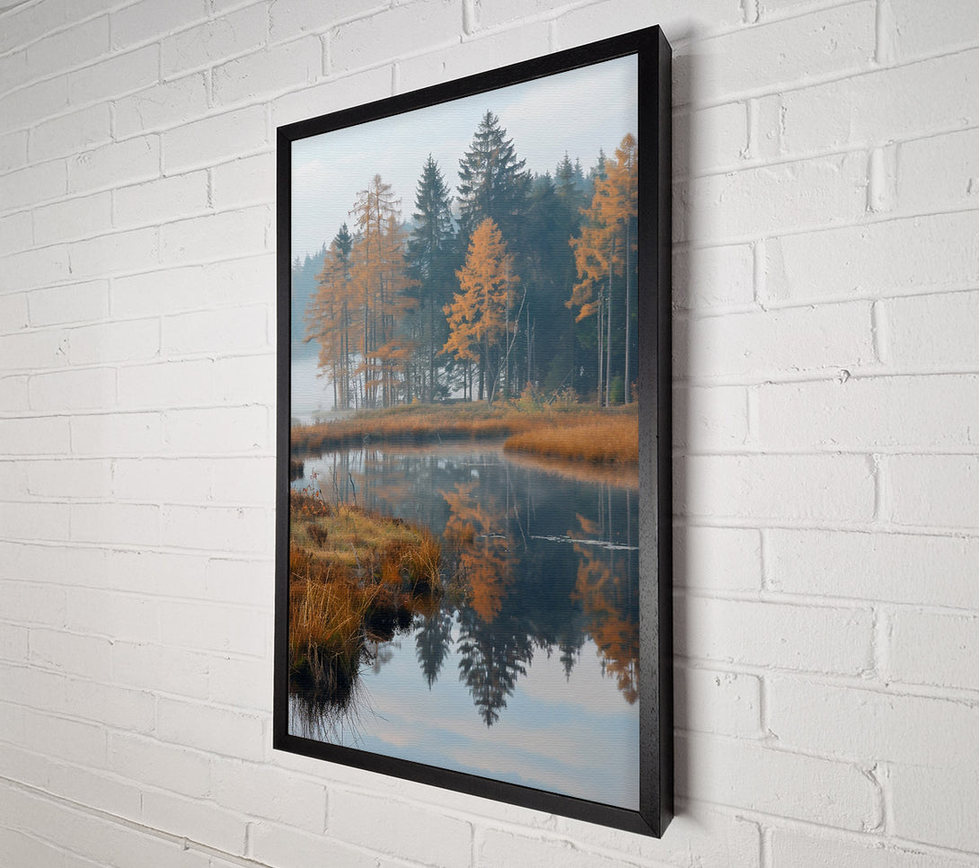  A Canvas Print of Golden Forest Reflection Canvas Wall Art