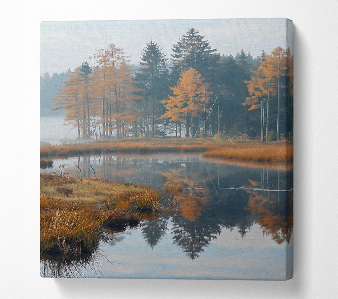  A Canvas Print of Golden Forest Reflection Canvas Wall Art