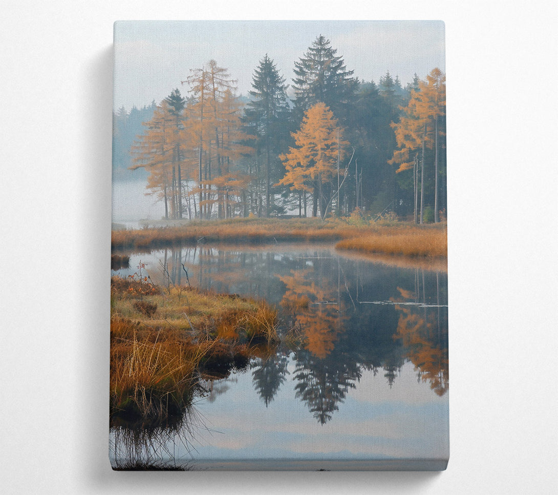  A Canvas Print of Golden Forest Reflection Canvas Wall Art