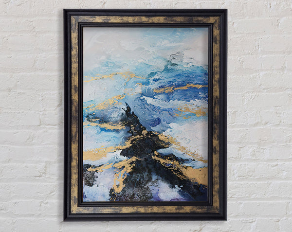 Gold And Blue Rough Framed Print