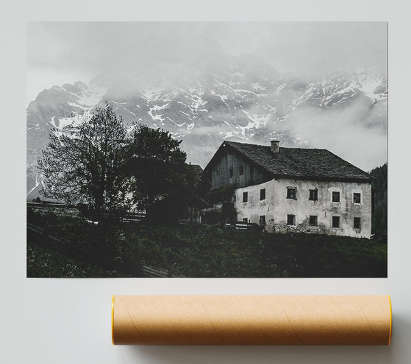 Whitewashed Mountain Home Print