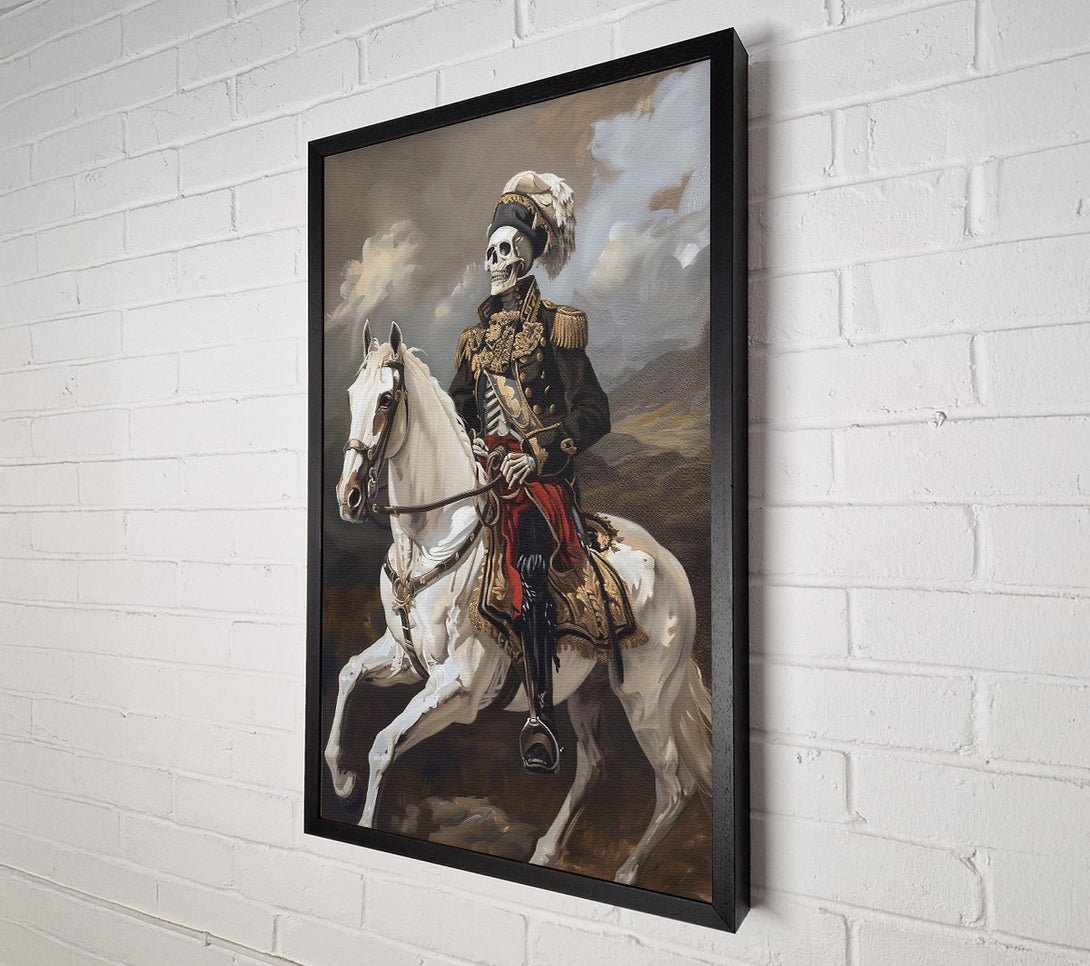  A Canvas Print of White Horse, Black General Canvas Wall Art