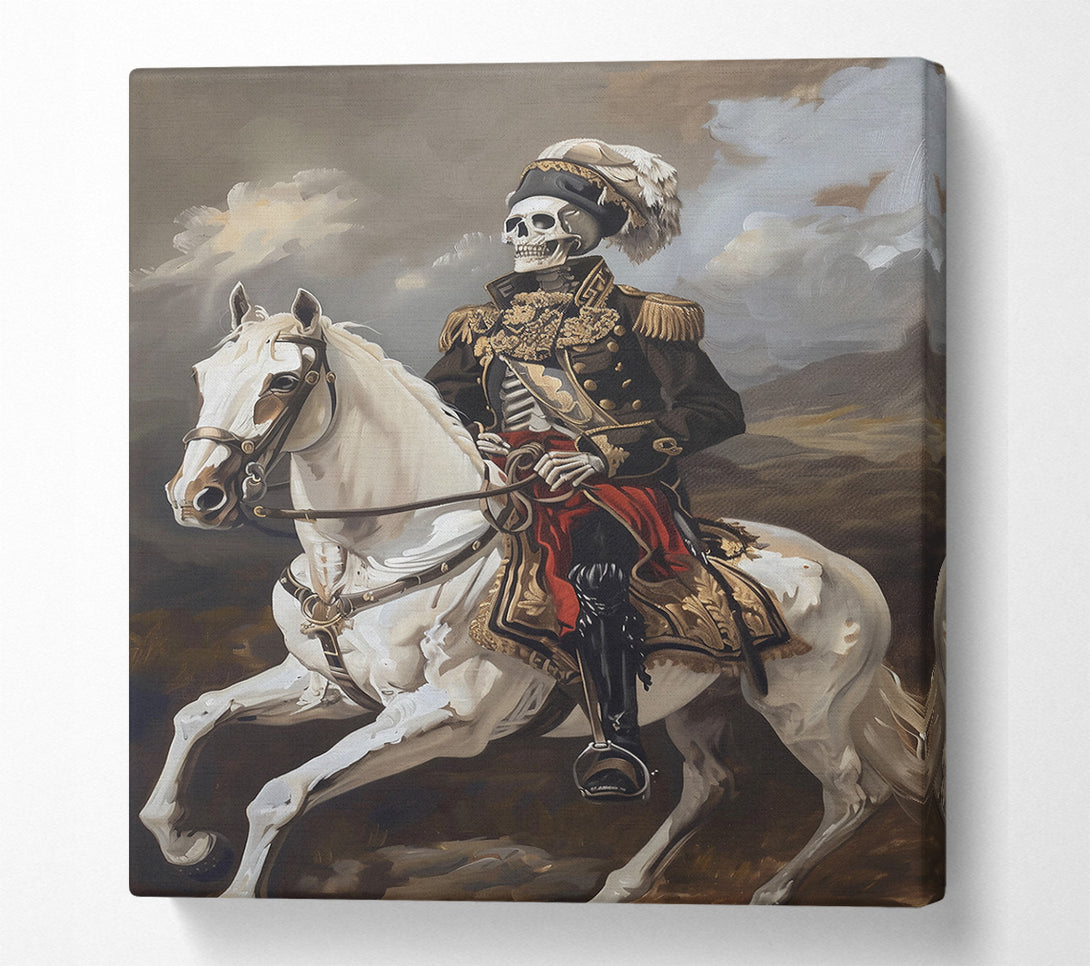  A Canvas Print of White Horse, Black General Canvas Wall Art