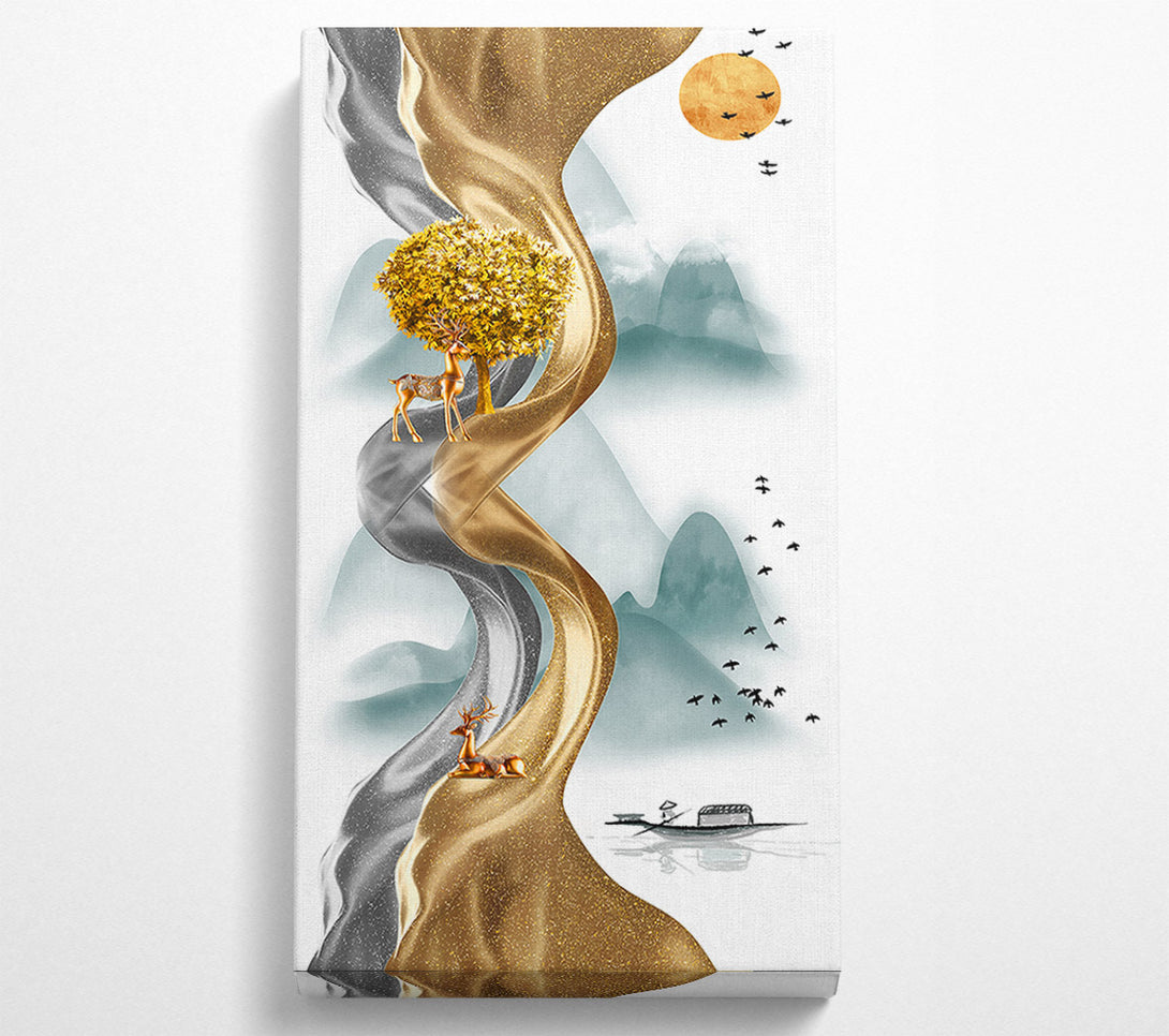  A Canvas Print of Gold And Grey Swirl Canvas Print