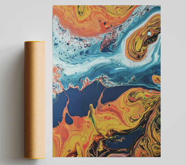 Golden Swirling Abstract Giclee Print