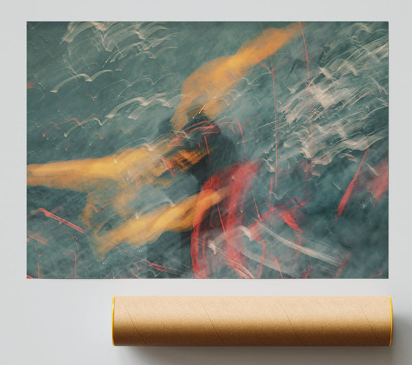 Orange Blurred Movement Giclee Print