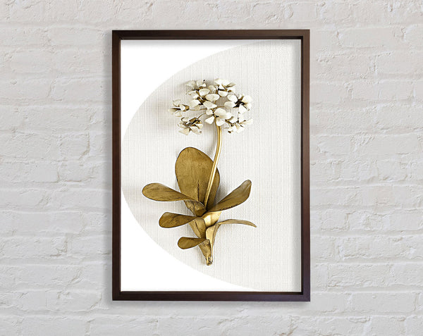 Gold And Walnut Flower On Grey And Walnut Framed Print