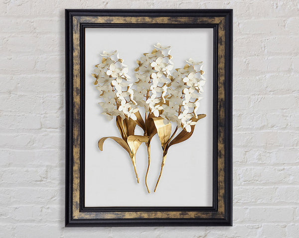 Gold And Walnut Flowers Framed Print