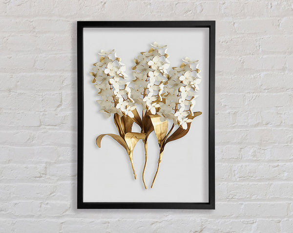 Gold And White Flowers Framed Print