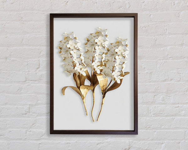 Gold And Walnut Flowers Framed Print