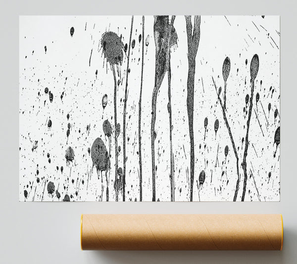 Black Ink Drizzle Print