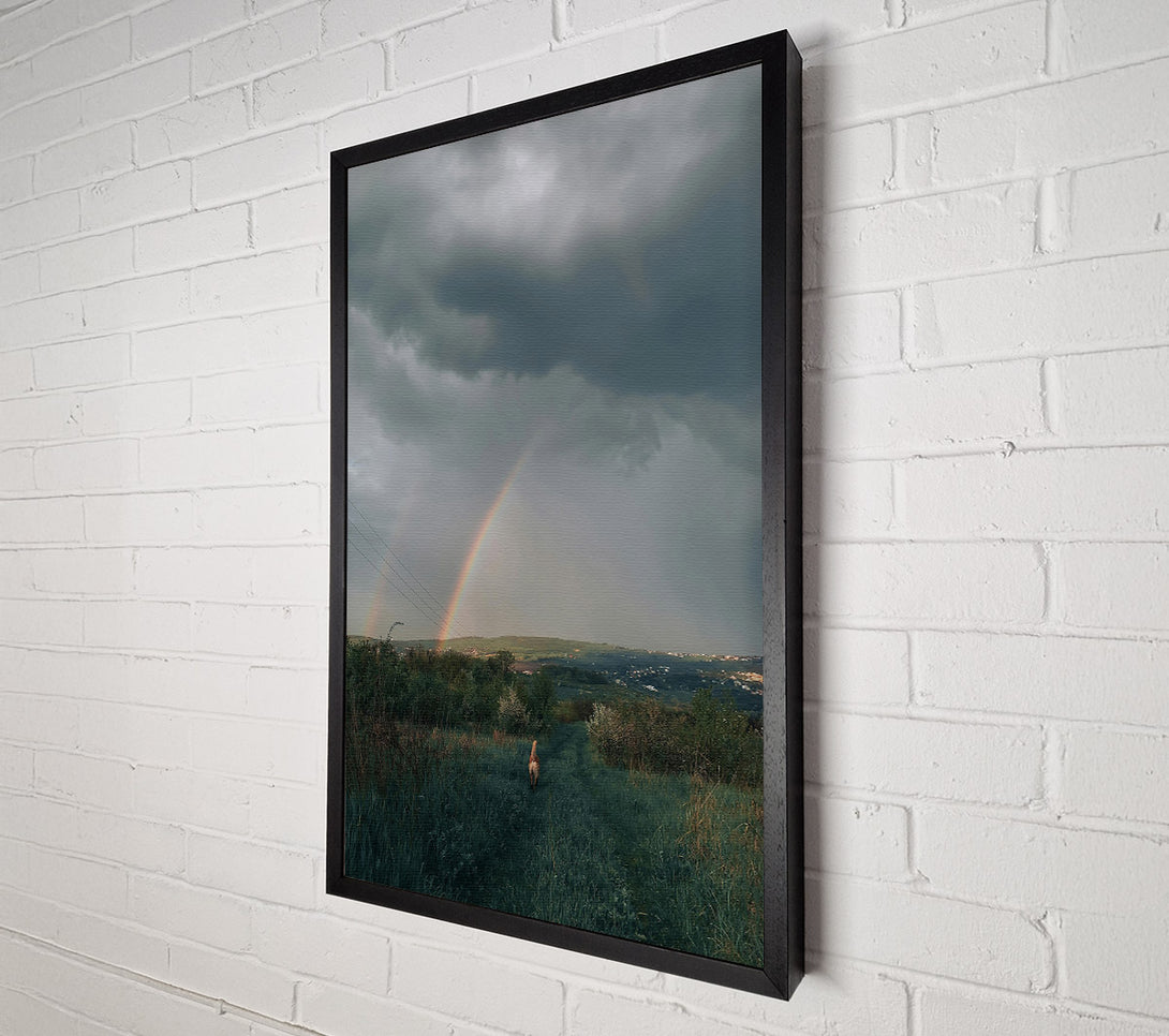  A Canvas Print of Grey Sky Double Rainbow Canvas Print