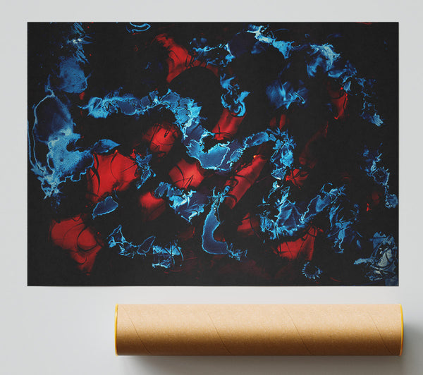 Crimson And Blue Swirl Poster