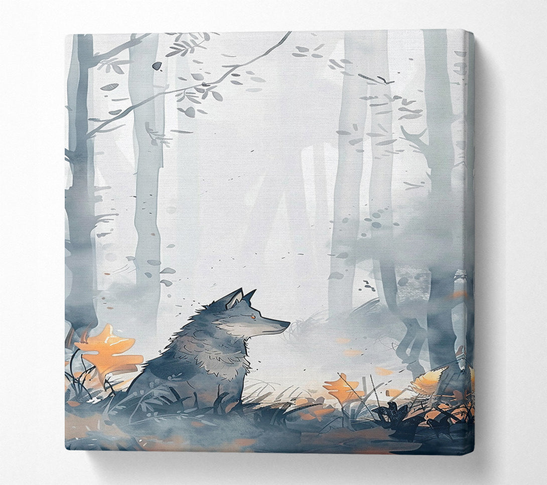  A Canvas Print of Grey Wolf In Fog Canvas Art