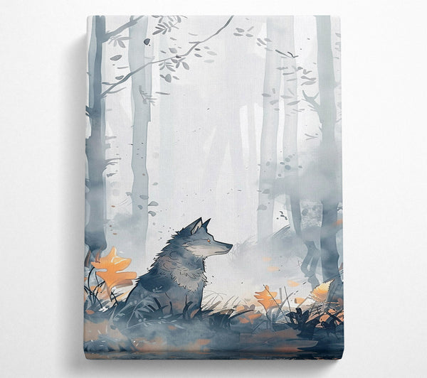  A Canvas Print of Grey Wolf In Fog Canvas Art
