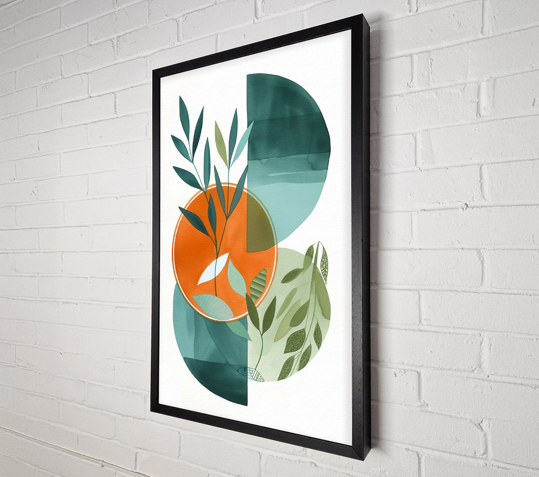  A Canvas Print of Teal Leaf Circles Canvas Print
