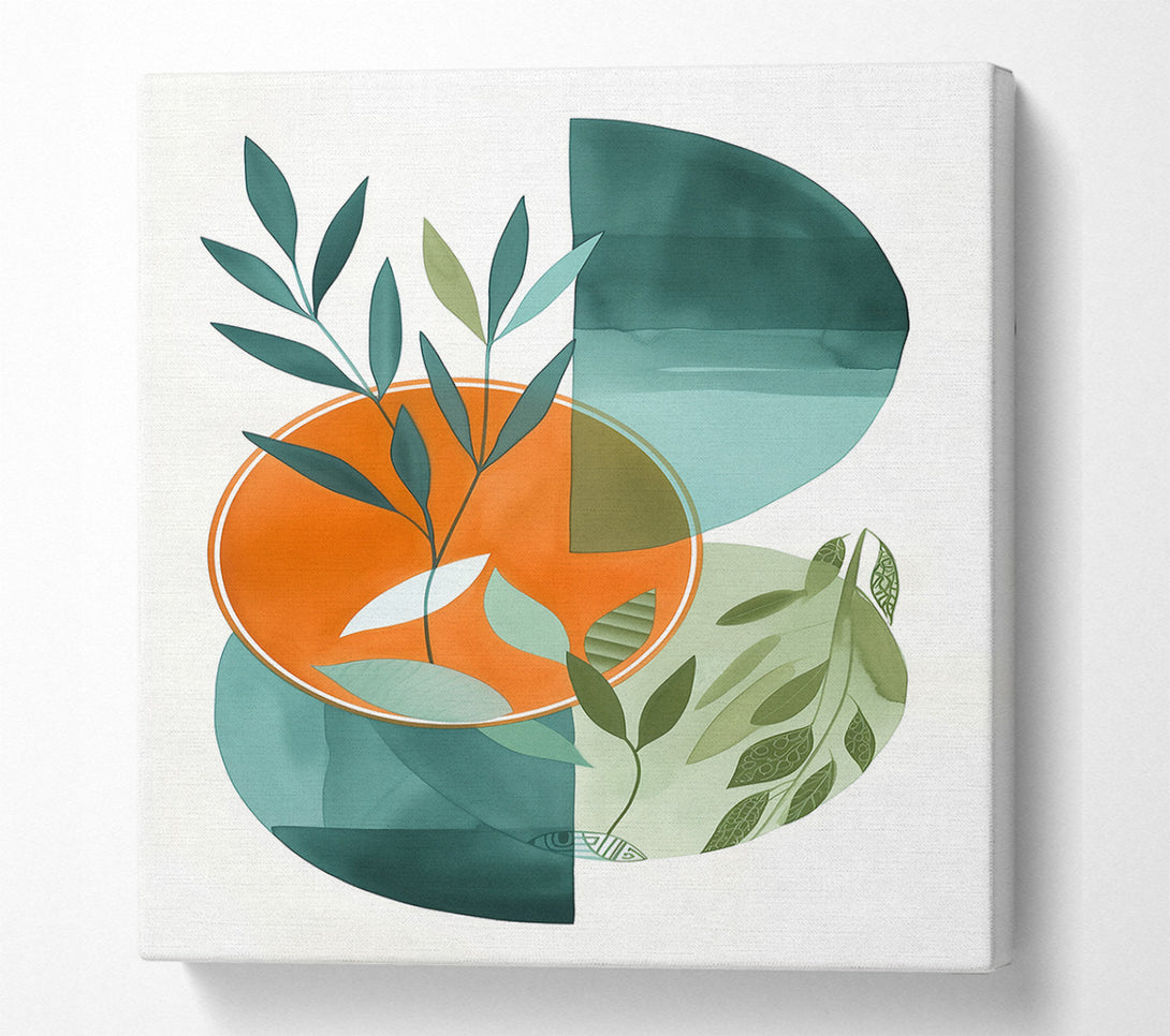  A Canvas Print of Teal Leaf Circles Canvas Print