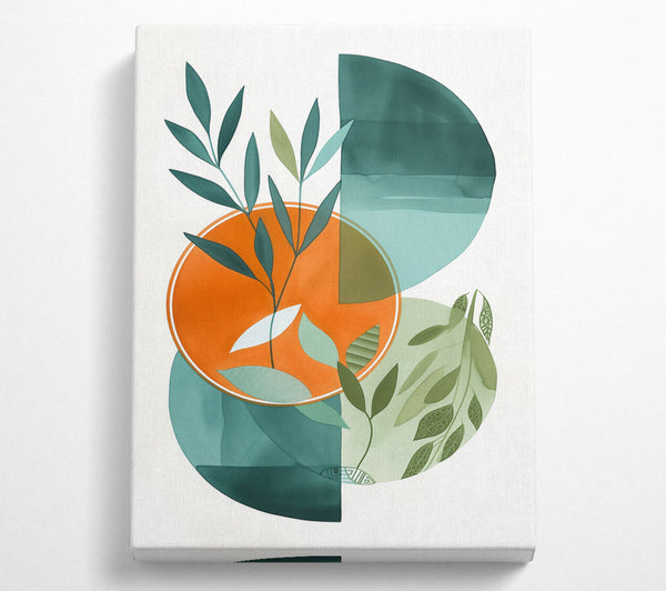  A Canvas Print of Teal Leaf Circles Canvas Print