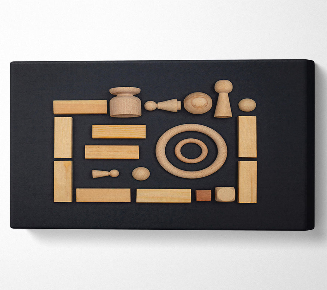  A Canvas Print of Wooden Shapes In Beige Canvas Print