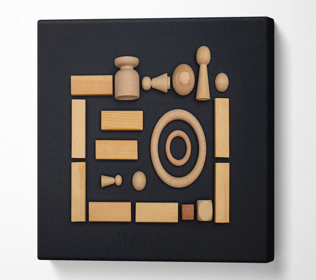  A Canvas Print of Wooden Shapes In Beige Canvas Print