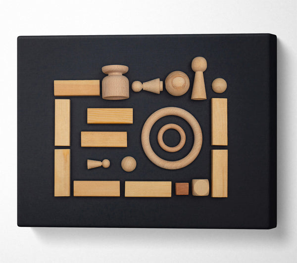  A Canvas Print of Wooden Shapes In Beige Canvas Print