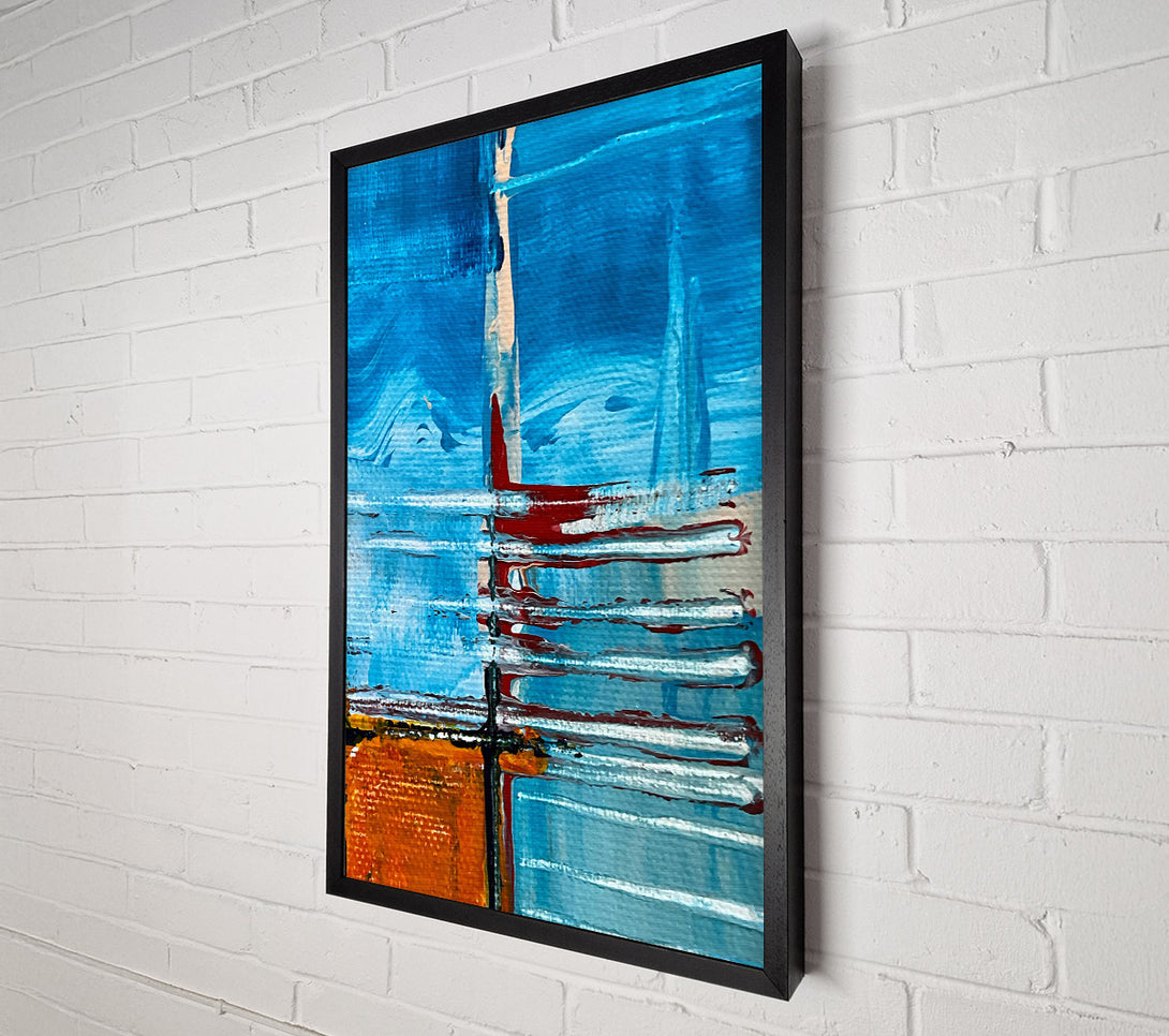 A Canvas Print of Azure Abstract Stripes Canvas Wall Art