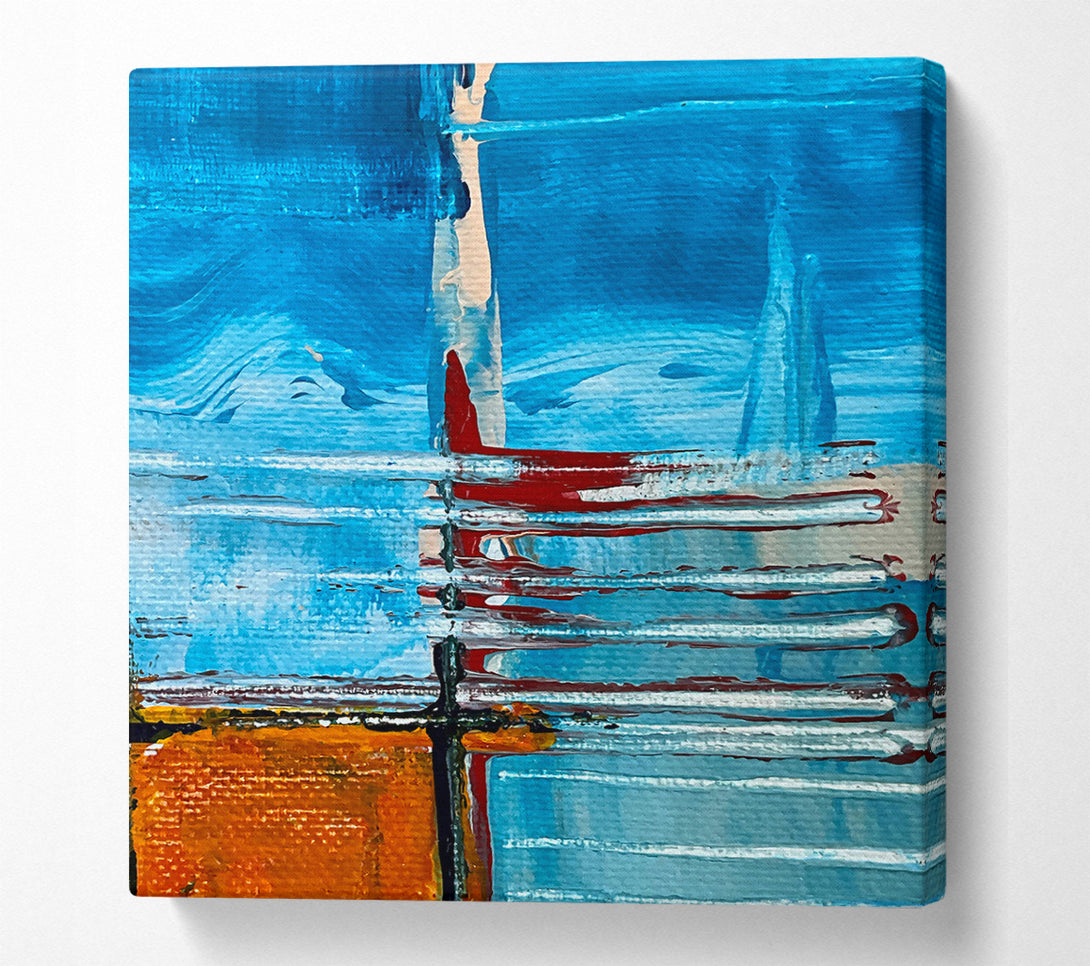  A Canvas Print of Azure Abstract Stripes Canvas Wall Art