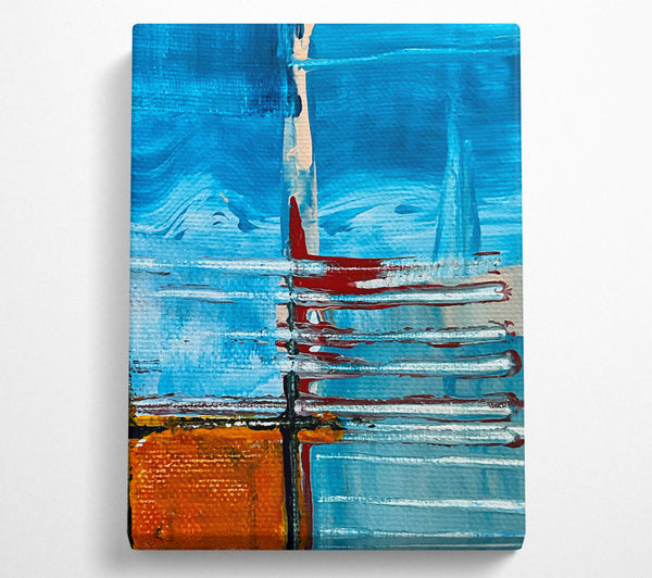  A Canvas Print of Azure Abstract Stripes Canvas Wall Art