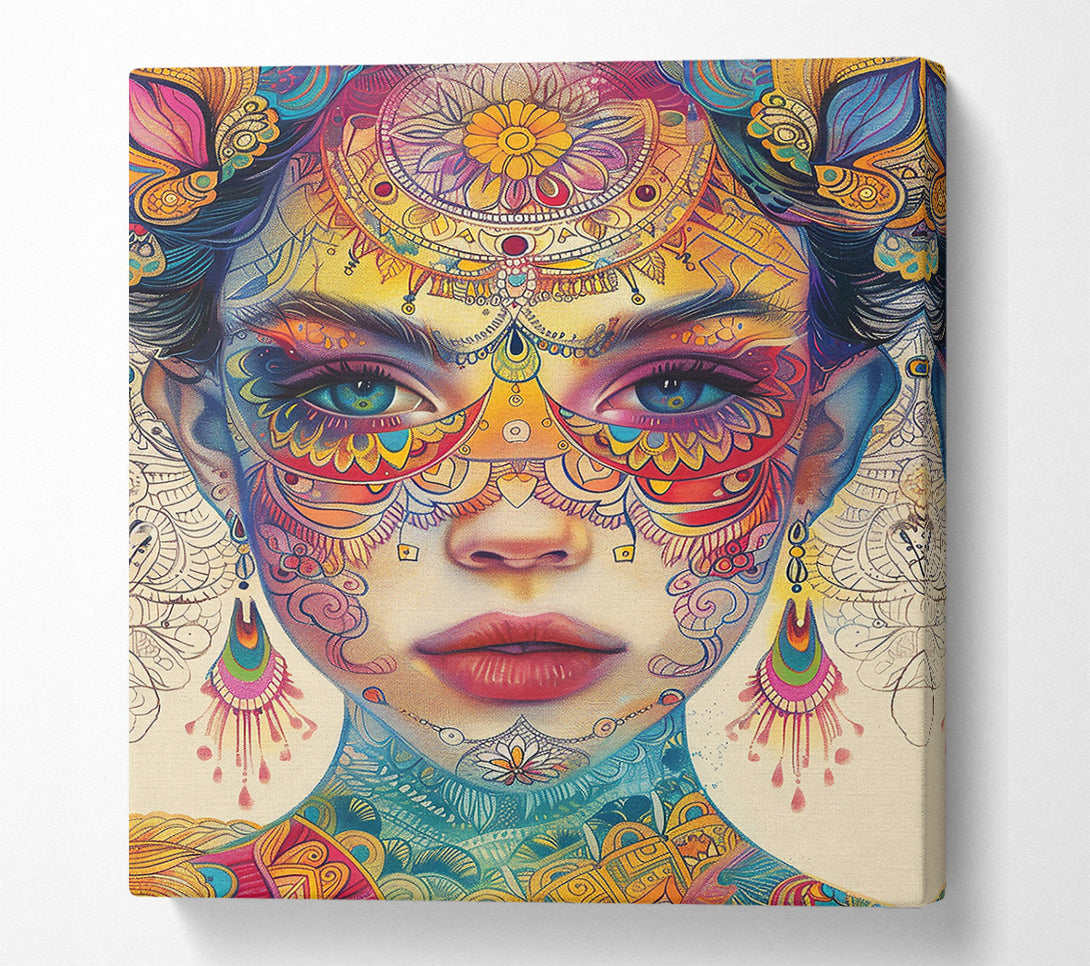  A Canvas Print of Blue Floral Tapestry Canvas Wall Art