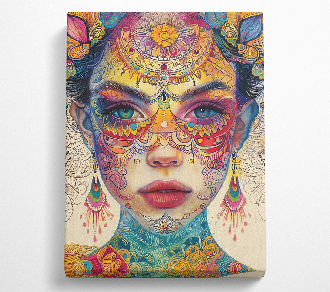 A Canvas Print of Blue Floral Tapestry Canvas Wall Art
