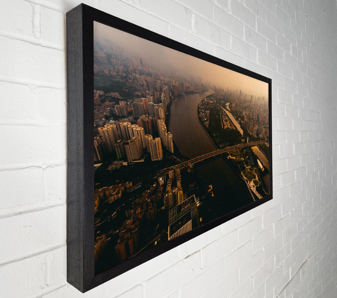  A Canvas Print of Golden City River Canvas Wall Art