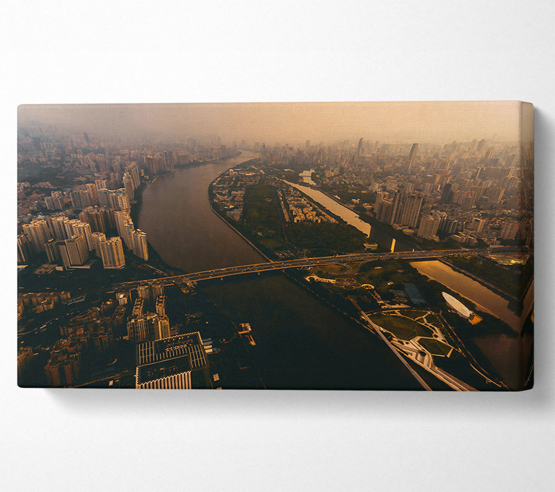  A Canvas Print of Golden City River Canvas Wall Art