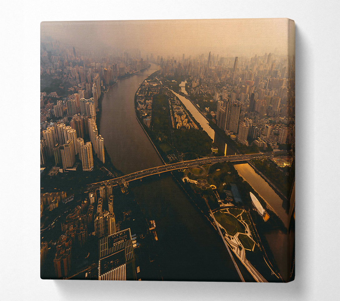 A Canvas Print of Golden City River Canvas Wall Art