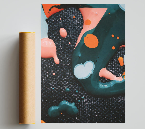Teal Abstract Drips Giclee Print