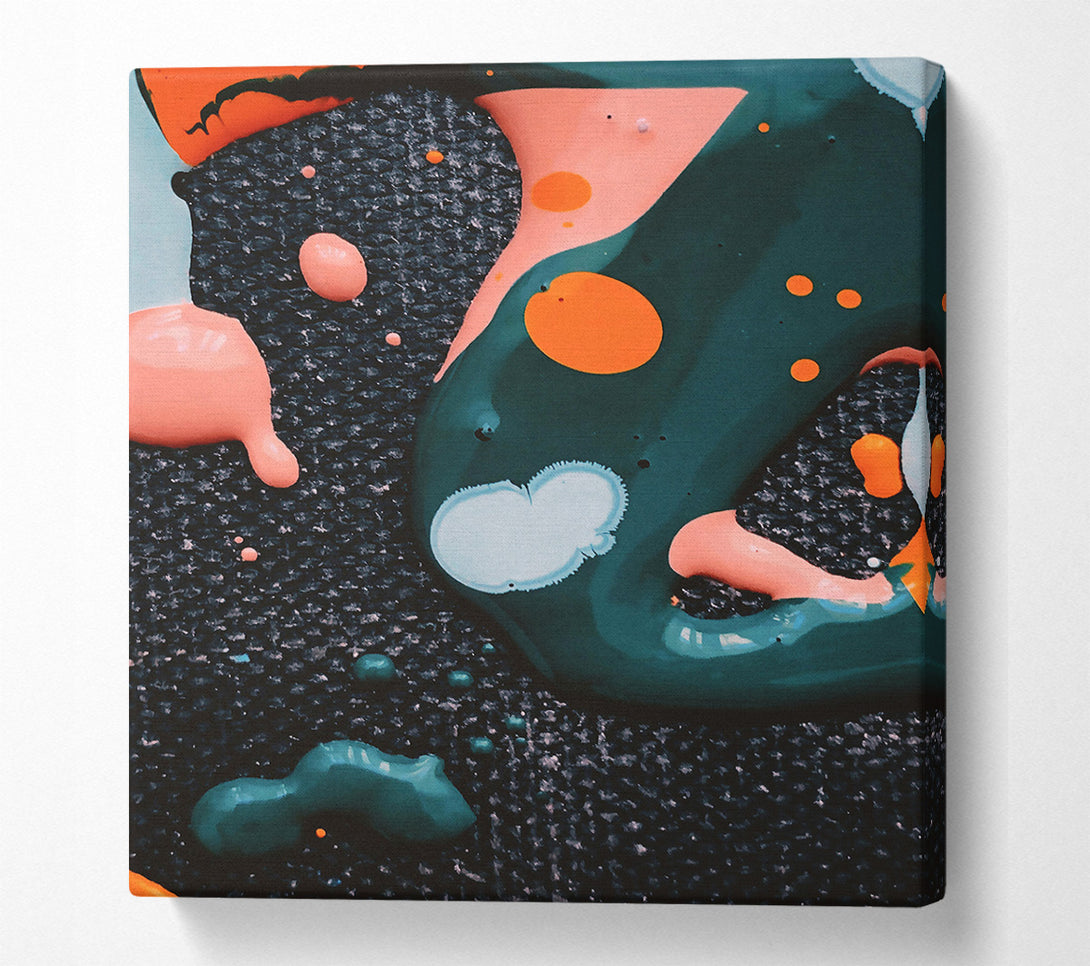  A Canvas Print of Teal Abstract Drips Canvas Art
