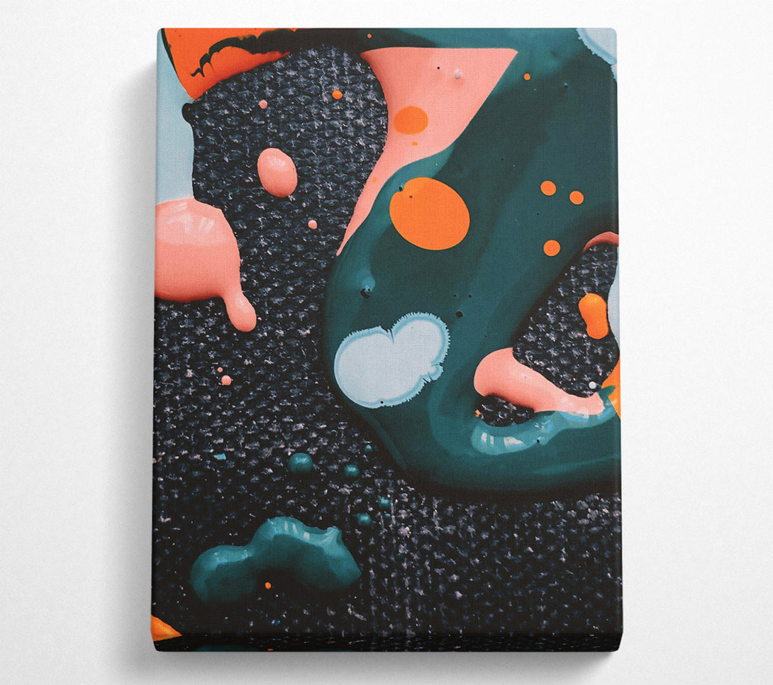  A Canvas Print of Teal Abstract Drips Canvas Art
