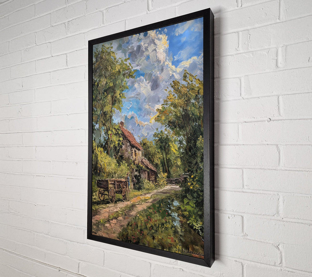  A Canvas Print of Blue Sky Country Lane Canvas Print