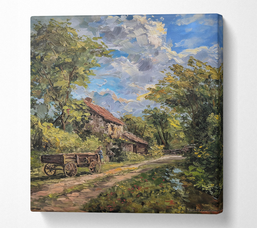  A Canvas Print of Blue Sky Country Lane Canvas Print